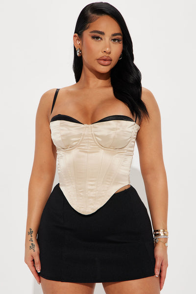 On The Town Satin Corset Top - Silver