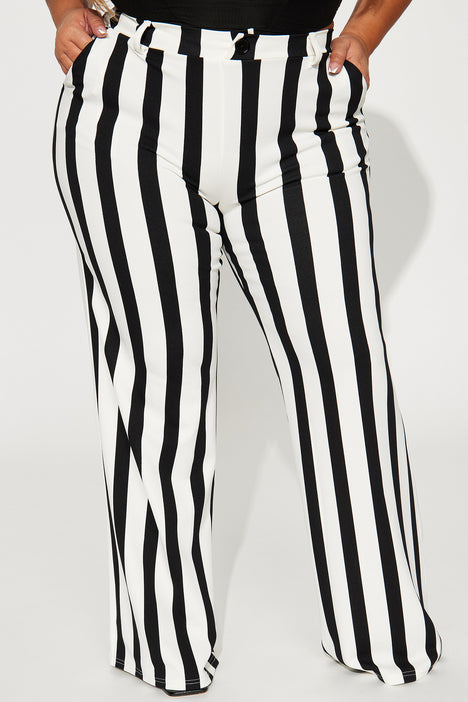 Buy For All the Love Black Printed Side Stripe Wide Leg Trouser 18