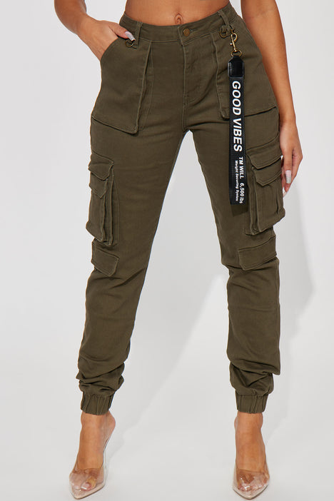 Tall Good Vibes Cargo Jogger - Olive