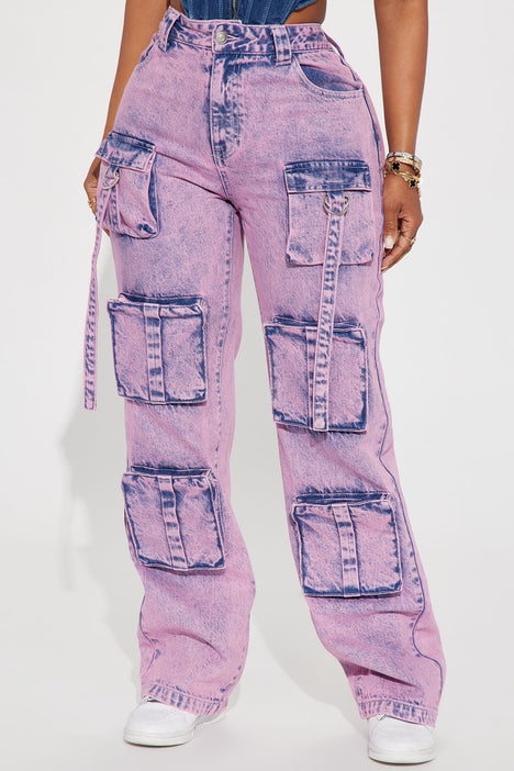 High Waist Casual Purple Wide Leg Jeans Pants – Tomscloth