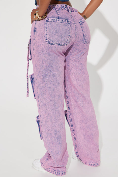 Callie Cargo Baggy Jean - Purple, Fashion Nova, Jeans