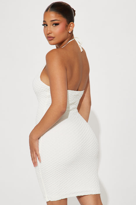 Plus Sized Fashion Nova Curve Bubble Textured Mini Dress in White SIZE 1X