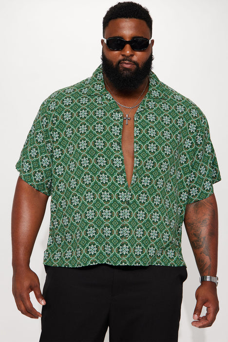 Kaleidoscope Button Up Shirt - Green