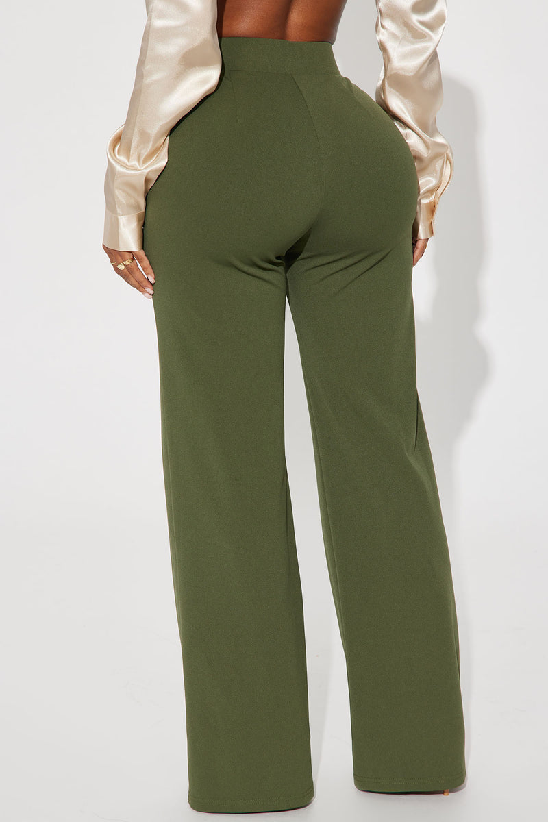 Get Even Wide Leg Dress Pant - Olive | Fashion Nova, Pants | Fashion Nova
