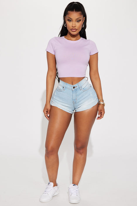 Carly V Neck Crop Tee - White