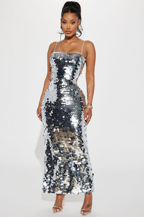 Stars Do Shine Sequin Dress - Silver, Fashion Nova, Dresses