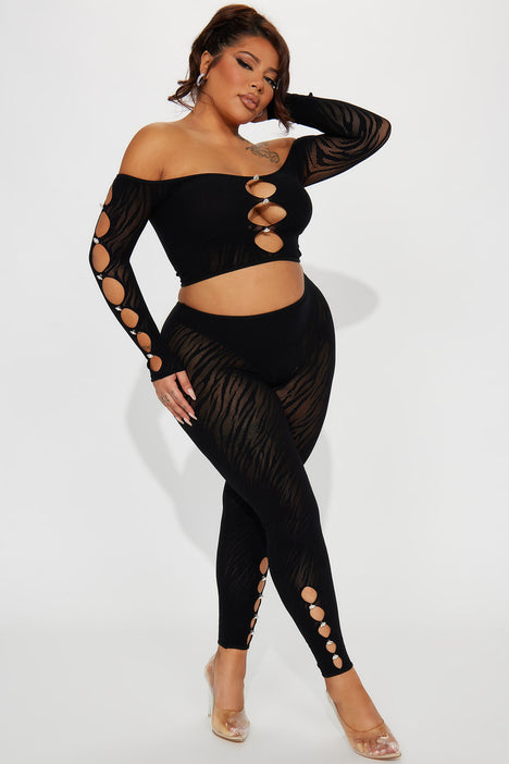 Don't Stop Slinky Legging Set - Black, Fashion Nova, Matching Sets