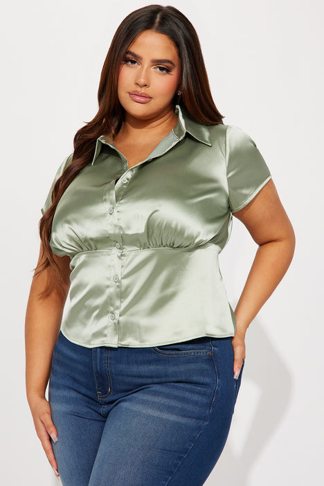 1XLSHEIN Curve / Plus size Longsleeve Blouse, Women's Fashion, Tops,  Blouses on Carousell