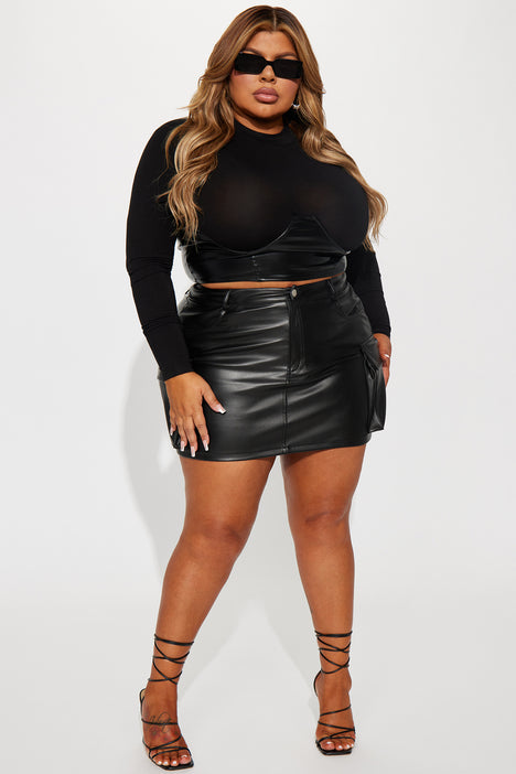 Valentina Black Faux Leather Mini Dress - ShopperBoard