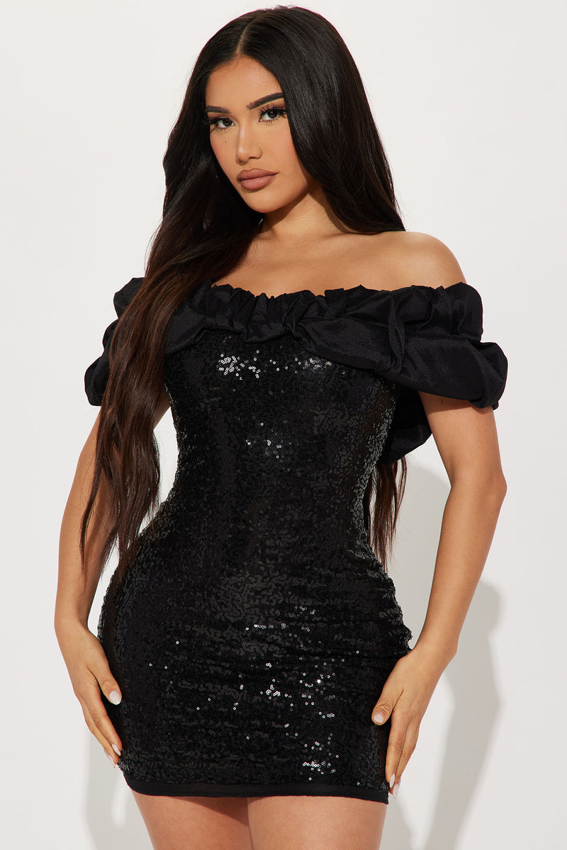 Lydia Sequin Mini Dress - Black | Fashion Nova, Dresses | Fashion Nova