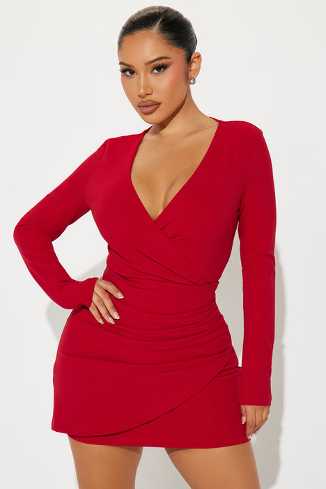 Sophisticated Crepe Mini Dress - Red | Fashion Nova, Dresses | Fashion Nova