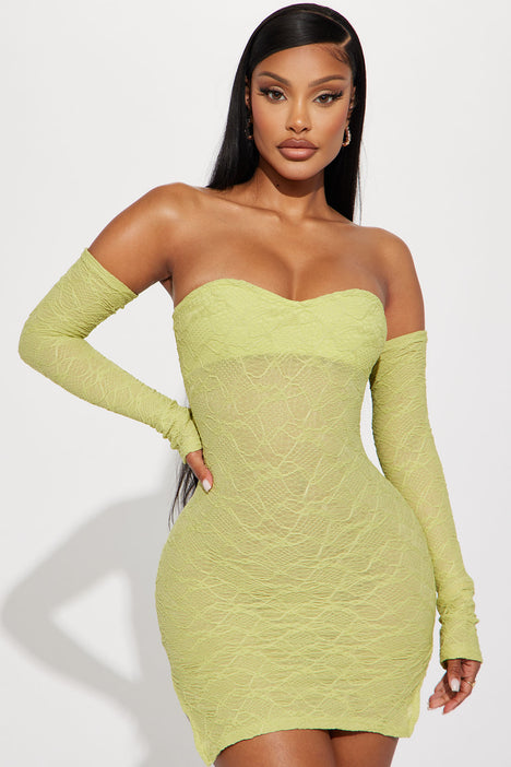Dresses for Women - Sweetheart Neck Bodycon Dress (Color : Lime Green, Size  : Medium)