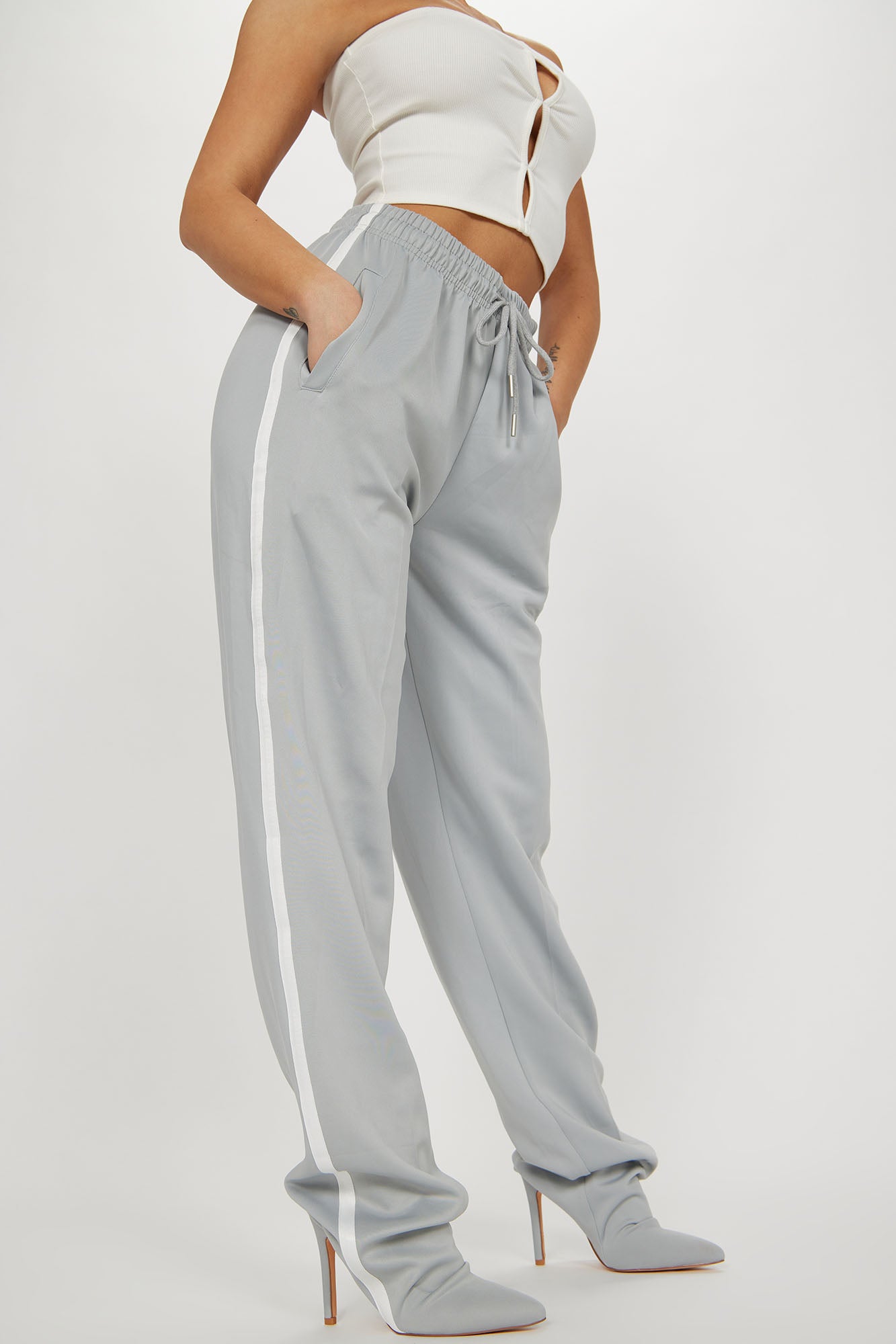Grey Double Side Stripe Sweatpant, Pants