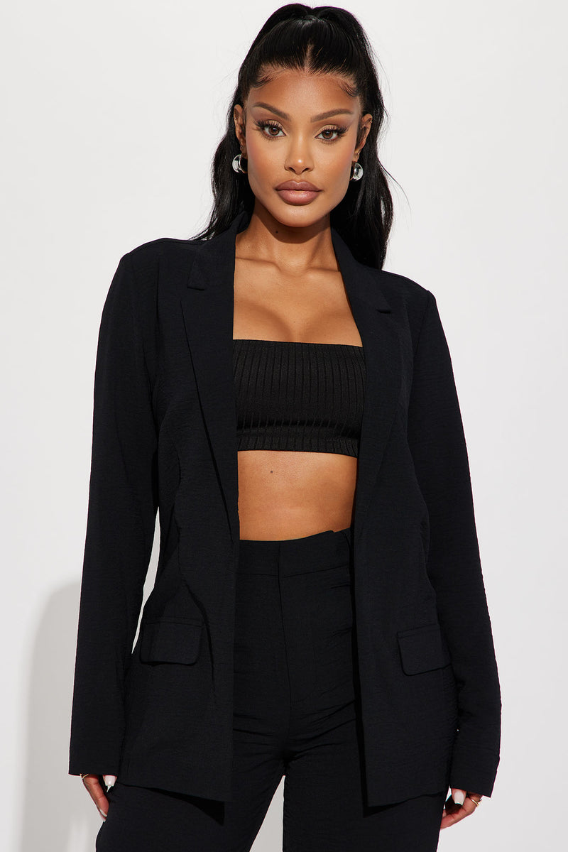 Feel The Breeze Textured Blazer - Black | Fashion Nova, Jackets & Coats ...