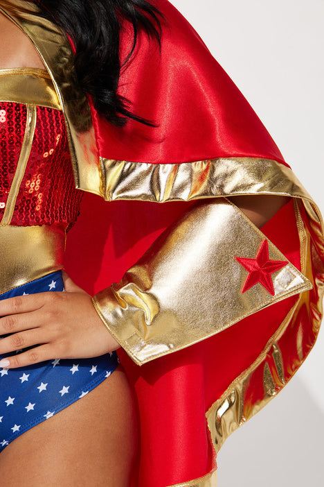 Super Babe 5 Piece Costume Set - Red, Fashion Nova, Womens Costumes
