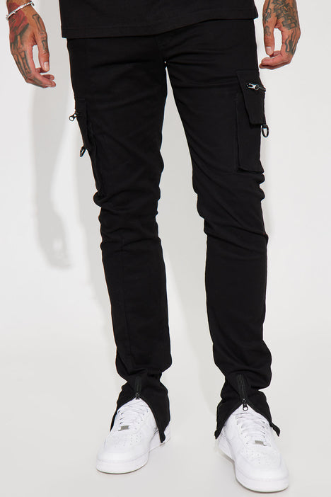 Black Slim-Fit Cargo Pants