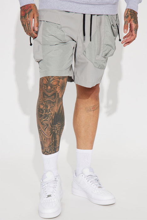 Think Faster Relaxed Cargo Shorts - Grey | Fashion Nova, Mens