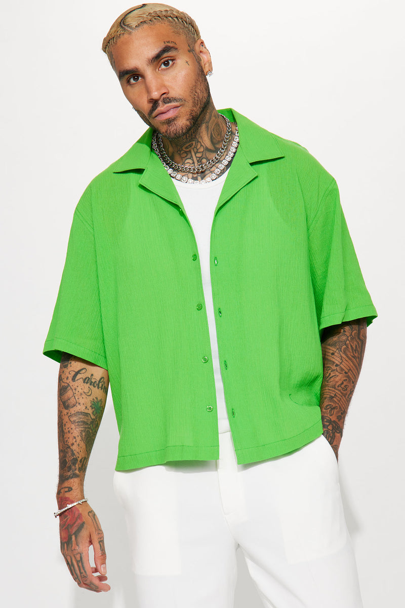 Blaze Of Glory Textured Button Up Shirt - Green | Fashion Nova, Mens ...
