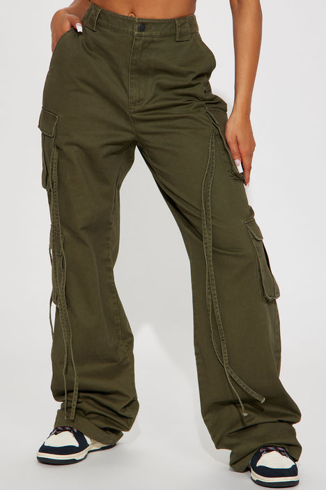 Women's Green Cargo Trousers, Inc Neon & Slim Fit