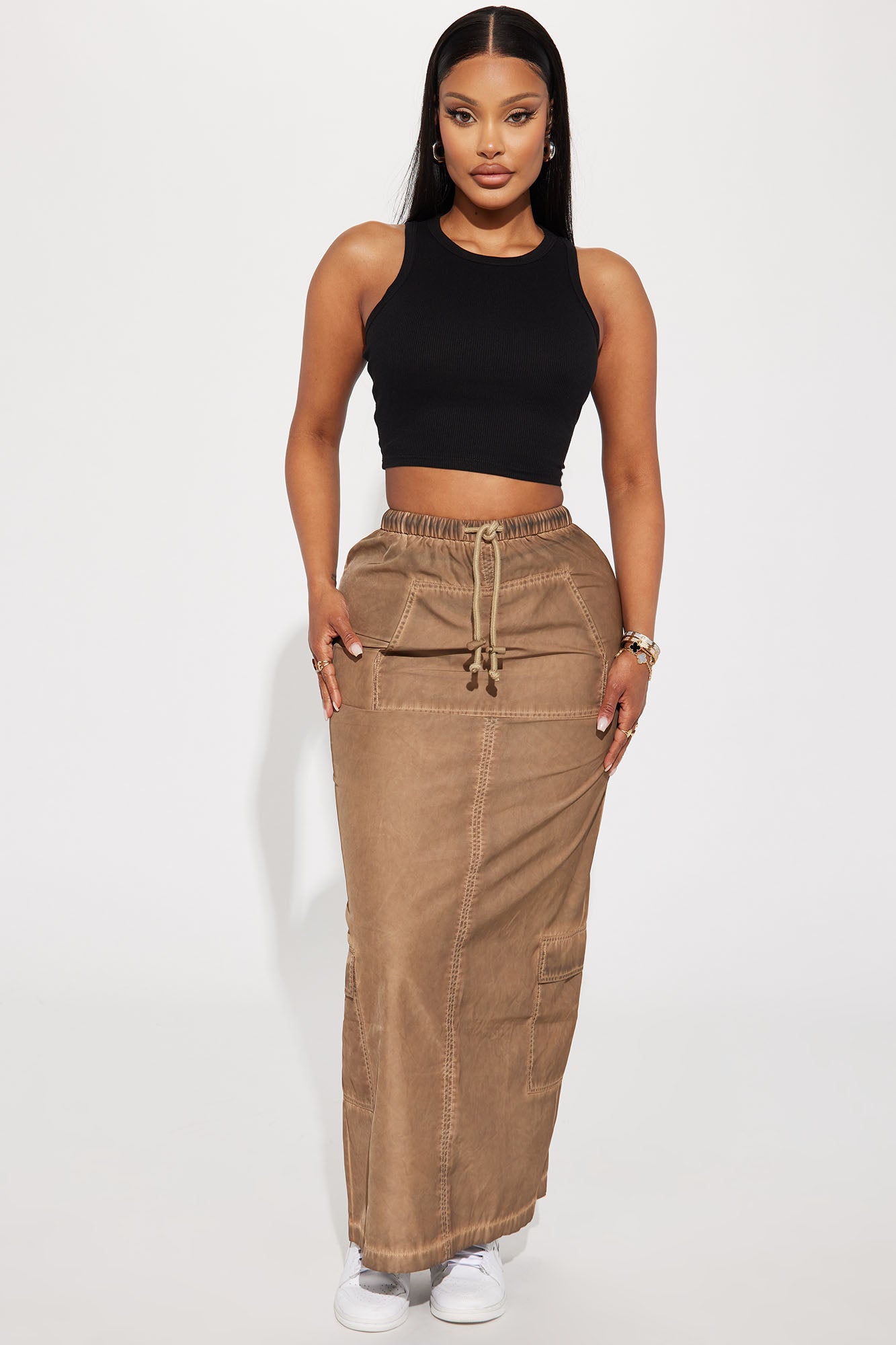 Old Soul Washed Nylon Skirt - Mocha