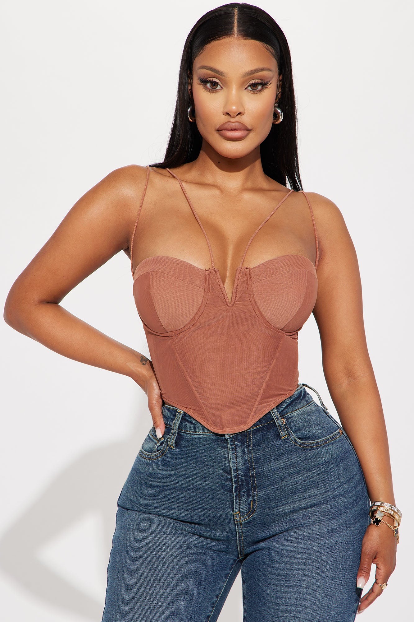 Flattering Mocha Bustier - Sizes up to 36H