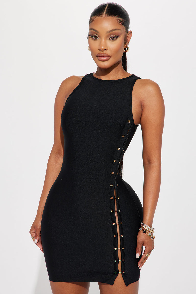 Pierce Bandage Mini Dress - Black | Fashion Nova, Dresses | Fashion Nova