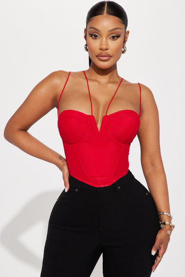 Kayeden Faux Leather Bodysuit - Red