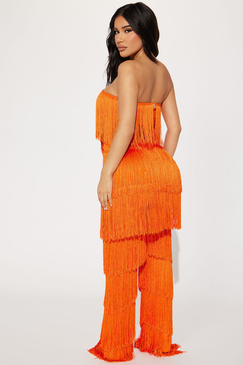 Spot Me Outside Fringe Pant Set - Orange | Fashion Nova, Matching Sets ...