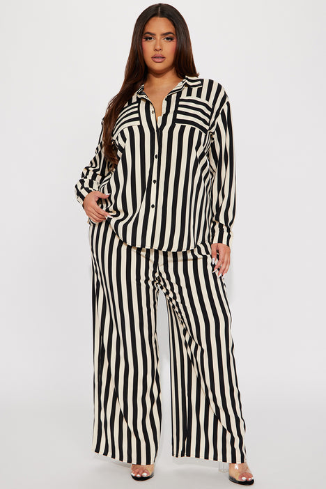 Black, Grey Stripe 2 Pc Top & Pant Set Available in Size L – Meika's  Boutique N More LLC