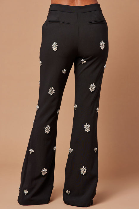 Vera Sequin Embroidered Pant - Black, Fashion Nova, Luxe