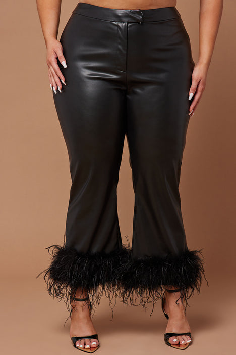 City Chic Black Vegan Leather Trousers