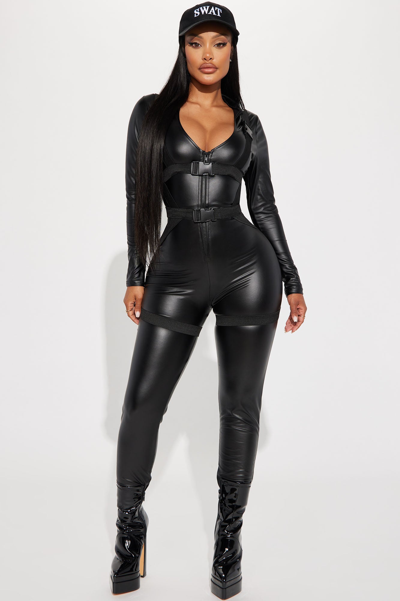 Womens Deluxe SWAT Black Bodysuit Costume [86683-DX] - Struts Party  Superstore