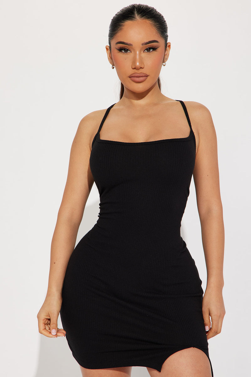 Sophie Ribbed Mini Dress - Black | Fashion Nova, Dresses | Fashion Nova