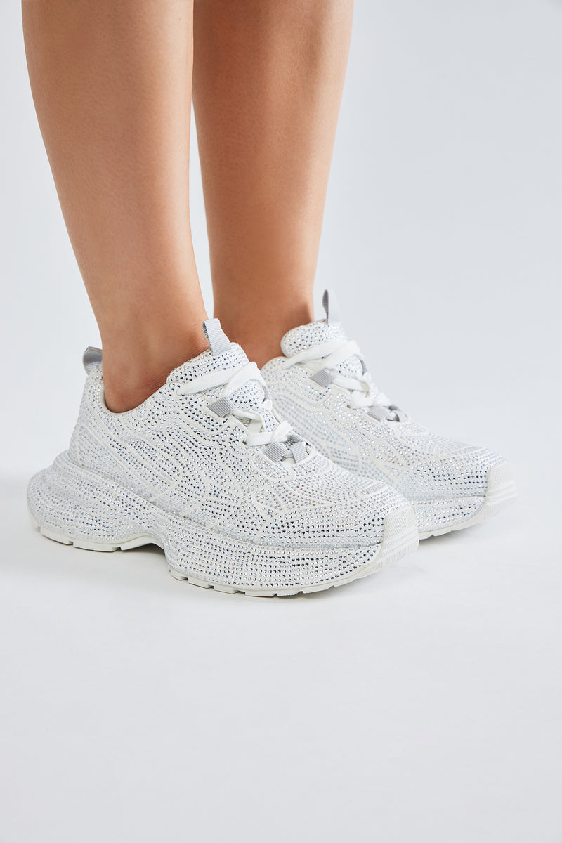 Amber Rhinestone Sneakers - White | Fashion Nova, Shoes | Fashion Nova