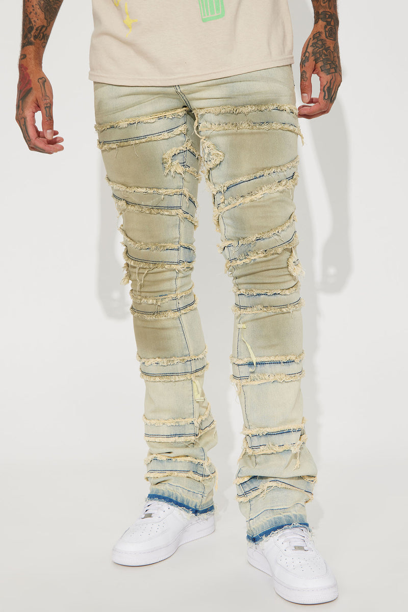 Be Seen Fray Stacked Skinny Flare Jeans - Medium Wash | Fashion Nova ...