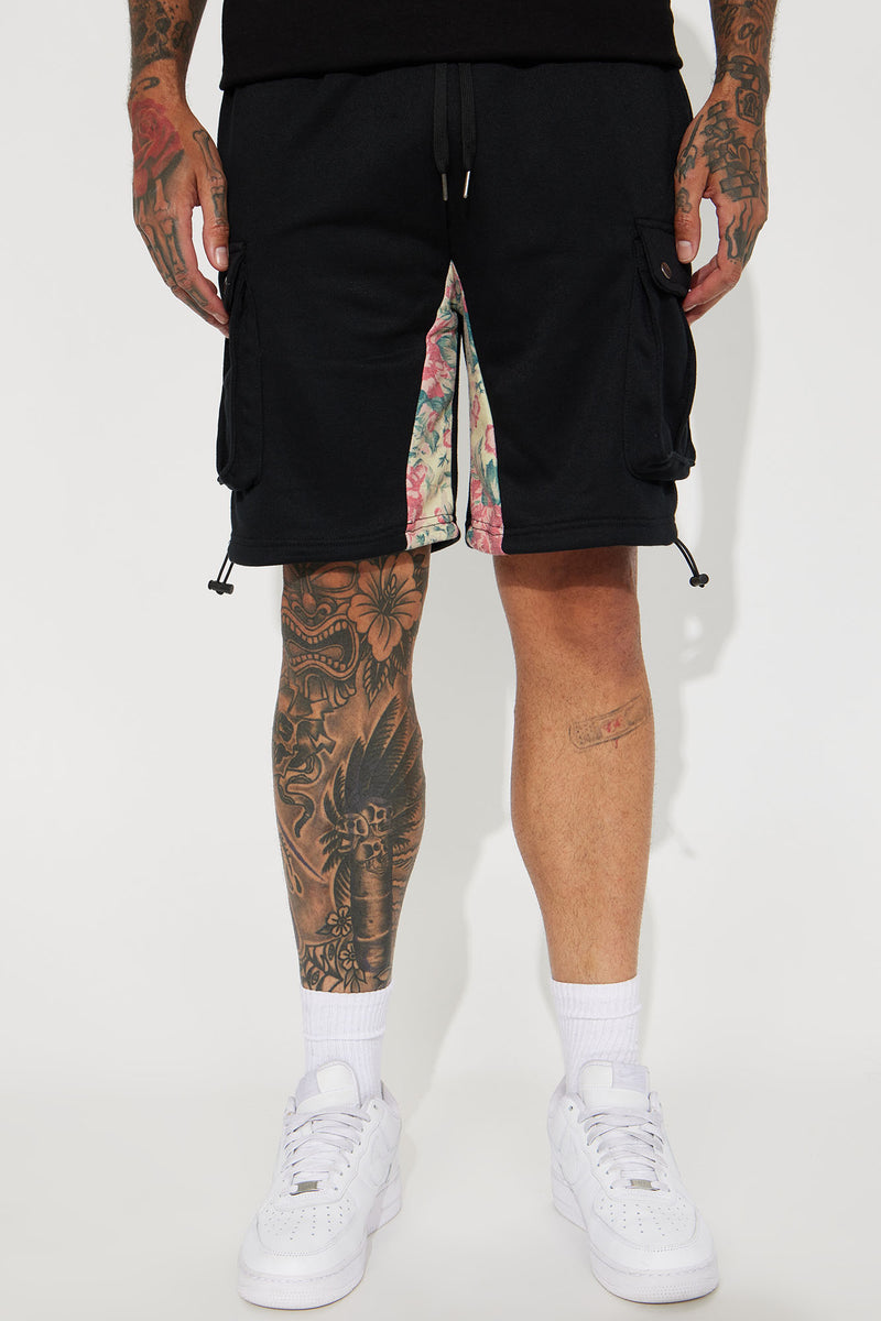 For The Time Cargo Panel Fleece Shorts - Black | Fashion Nova, Mens ...