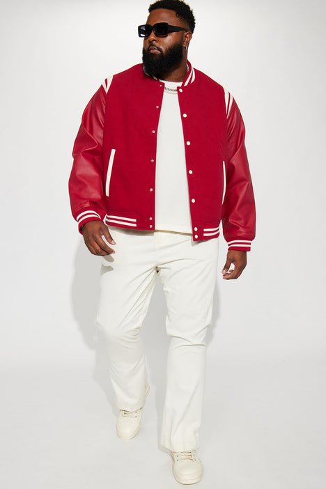 Varsity Bomber Jacket - Red, Fashion Nova, Mens Jackets