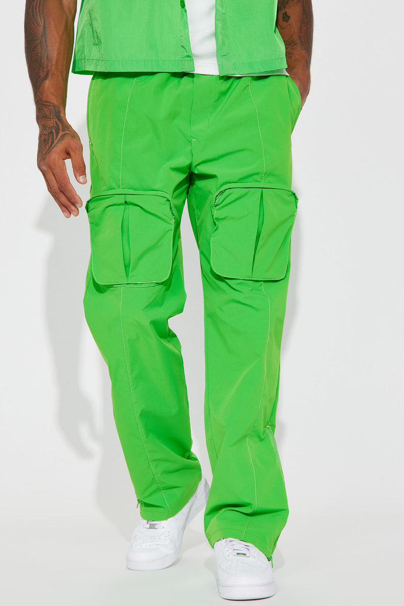 I'll Be Back Nylon Cargo Zipper Pants - Green | Fashion Nova, Mens ...
