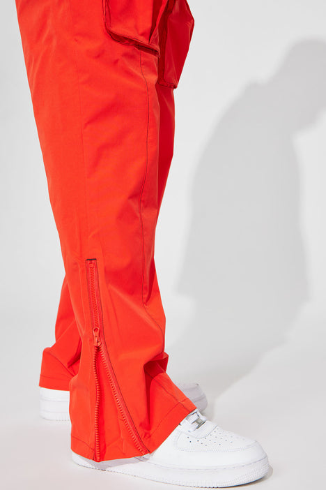 I'll Be Back Nylon Cargo Zipper Pants - Red | Fashion Nova, Mens