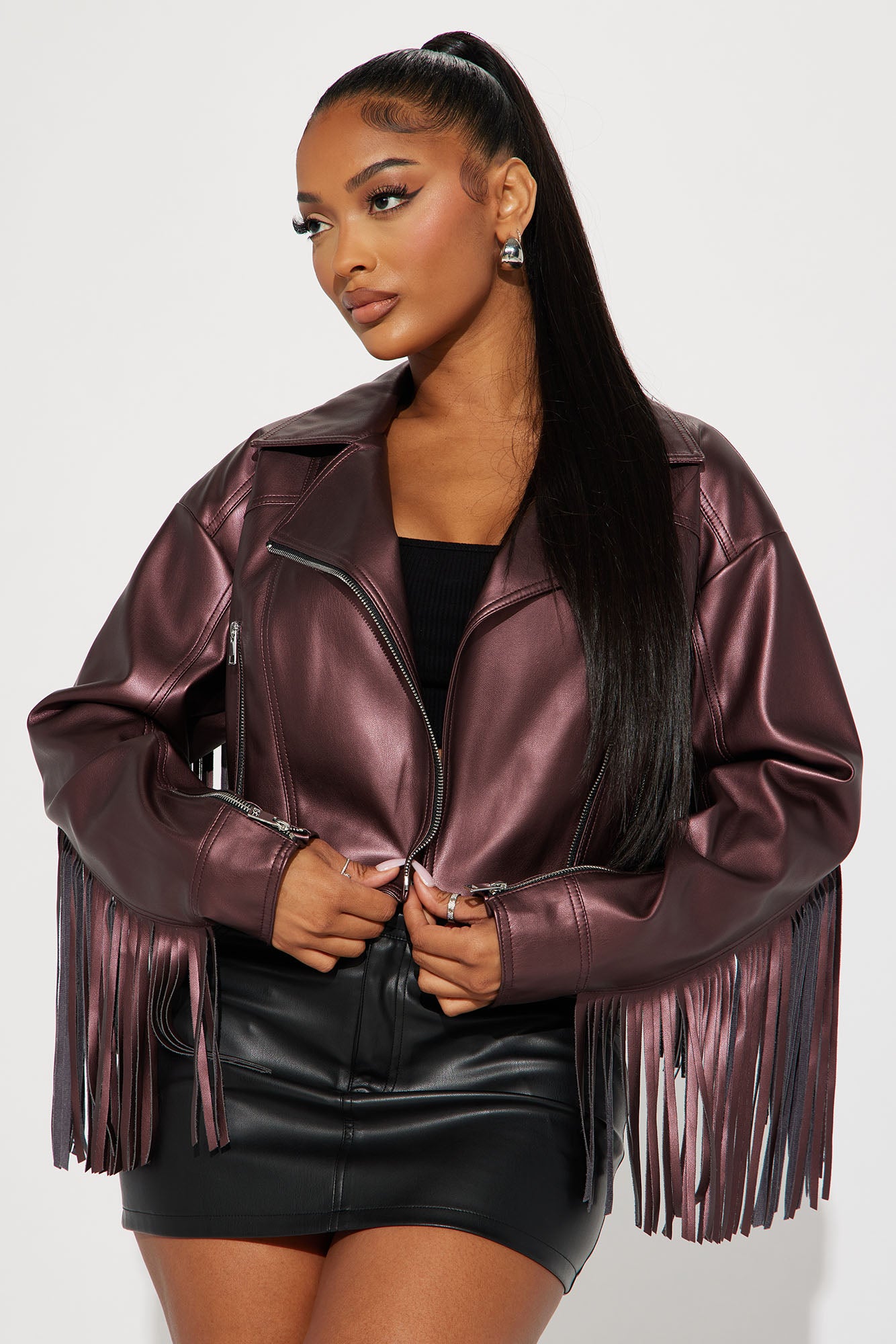 Missguided fringe outlet jacket