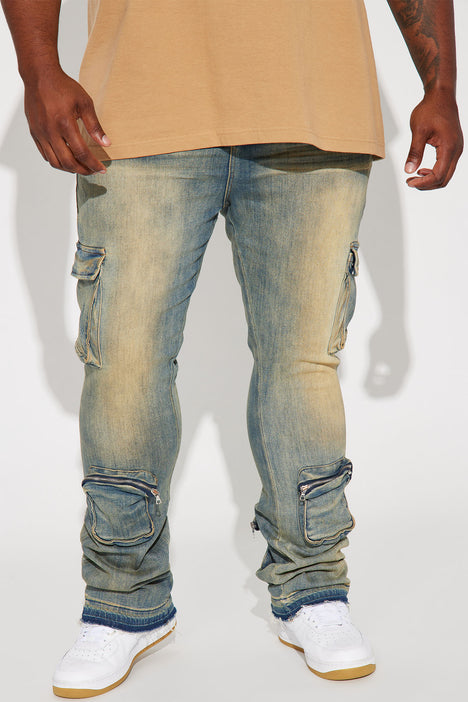Out There Stacked Skinny Flared Jeans - Red, Fashion Nova, Mens Jeans