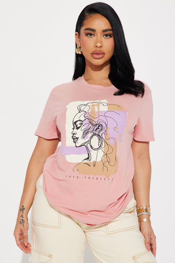 Image of Love Yourself Graphic Tshirt - Mauve