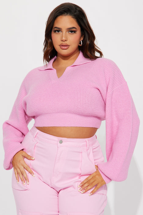 Got Me Going Collared Sweater - Pink