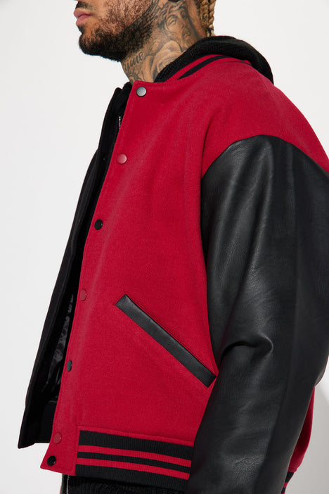 49ers Letterman Jacket - Black/Red, Fashion Nova, Jackets & Coats
