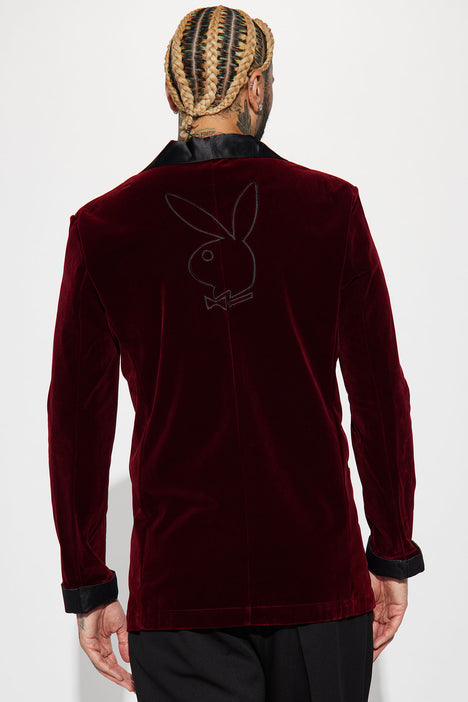 Burgundy Velour Jacket: Timeless Elegance by Playboy