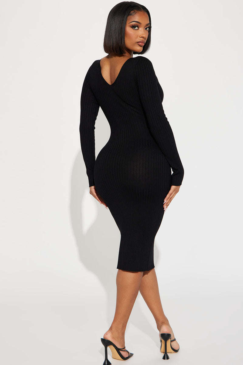 Karissa Sweater Midi Dress - Black/Brown | Fashion Nova, Dresses ...