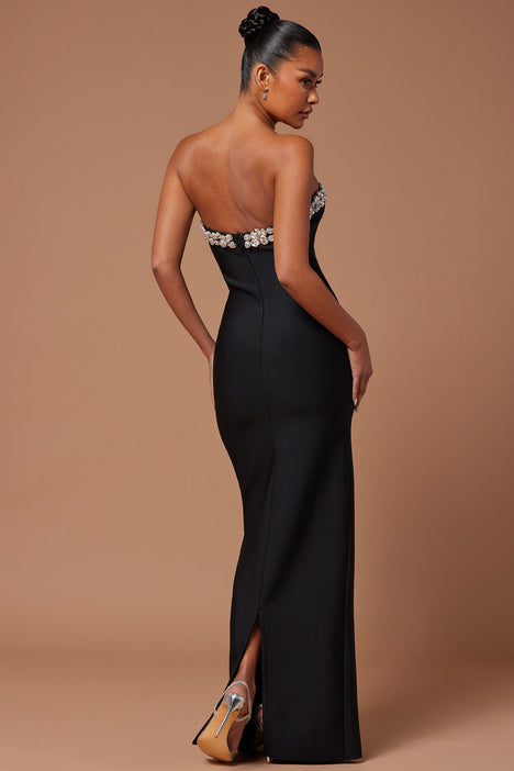 Portofino Gloved Lace Maxi Dress - Black