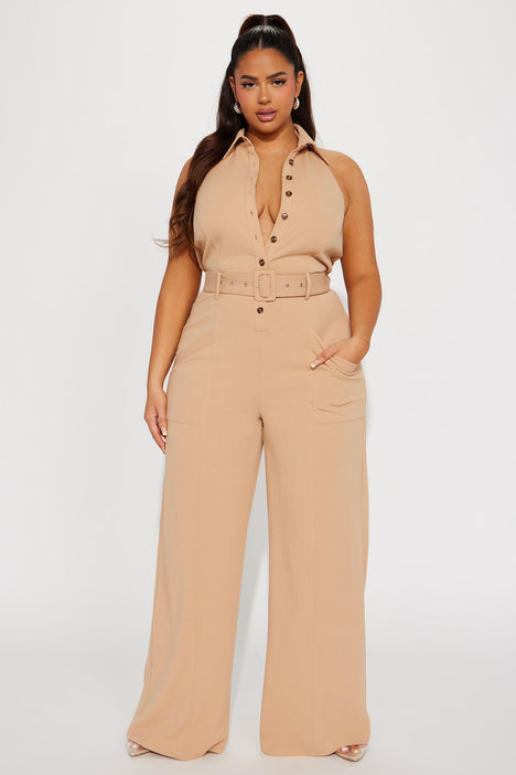 All Business Jumpsuit - Taupe