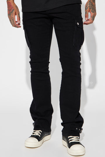 Square Pockets Fray Stacked Skinny Flare Pants - Black, Fashion Nova, Mens  Pants