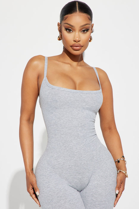 Sprinkled With Love Ribbed Jumpsuit - Heather Grey - Jumpsuits - Fashion  Nova
